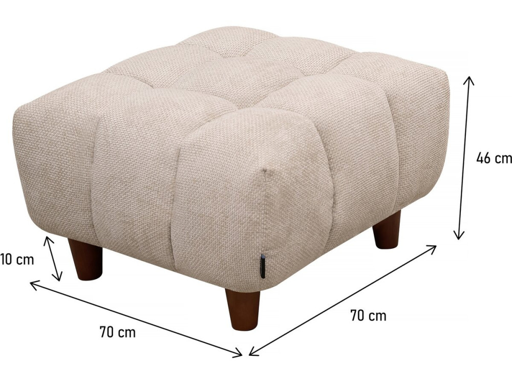 Otomano para sofá reto "Matignon" - 70 x 70 x 46 cm - Bege