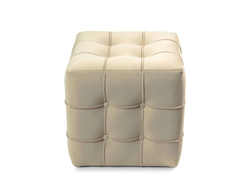 Pufe de veludo "Lizbon" - 42 x 42 x 42 cm - Creme