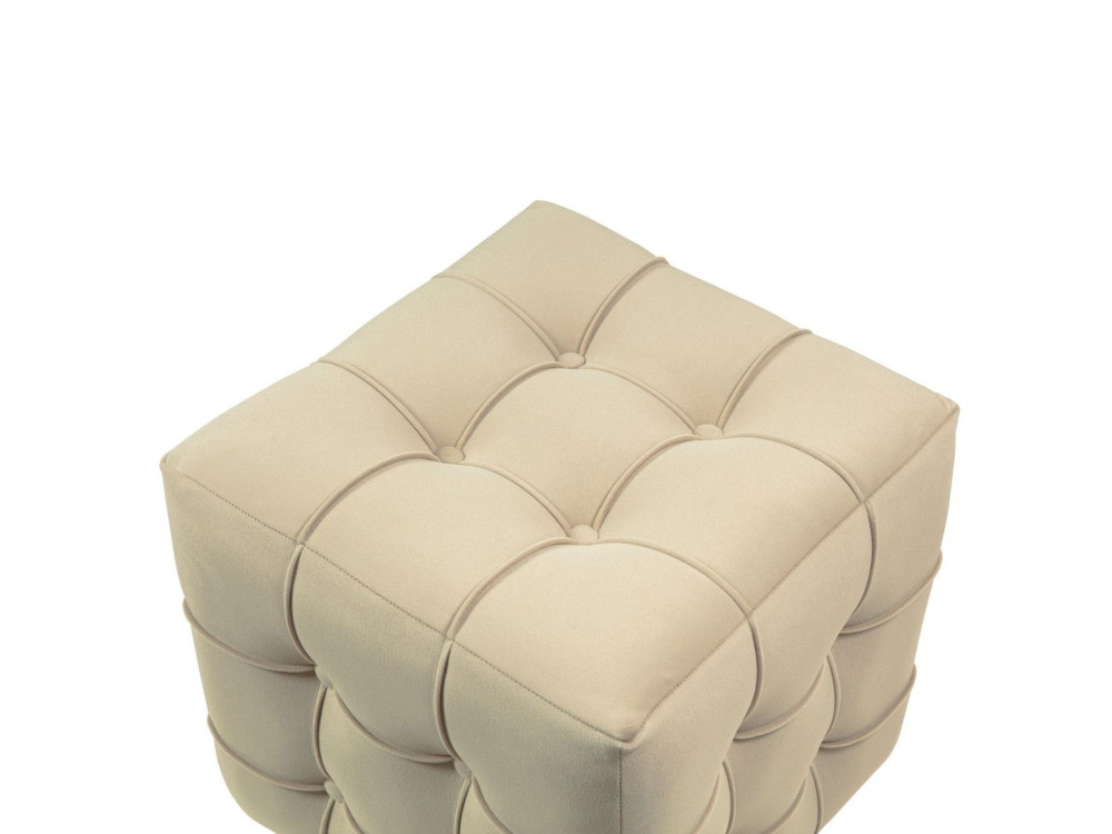Pufe de veludo "Lizbon" - 42 x 42 x 42 cm - Creme