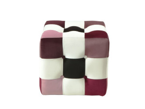 Pufe de veludo "Patchwork" - 42 x 42 x 42 cm - Multicolorido