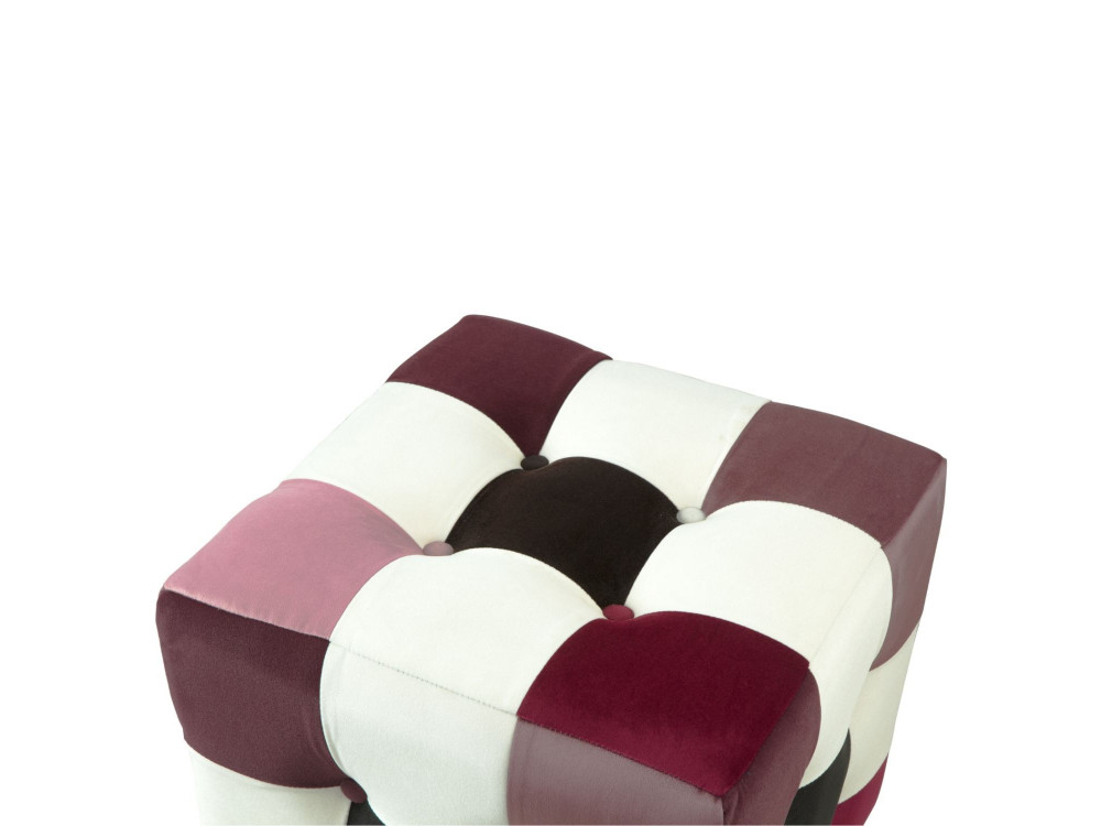 Pufe de veludo "Patchwork" - 42 x 42 x 42 cm - Multicolorido
