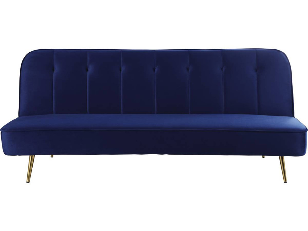 Sofá de veludo Clic Clac "James" - 180 x 83 x 75 cm - 3 lugares - Azul escuro