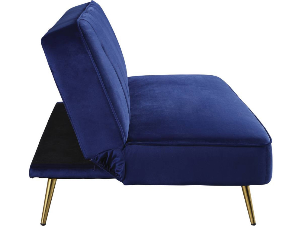 Sofá de veludo Clic Clac "James" - 180 x 83 x 75 cm - 3 lugares - Azul escuro