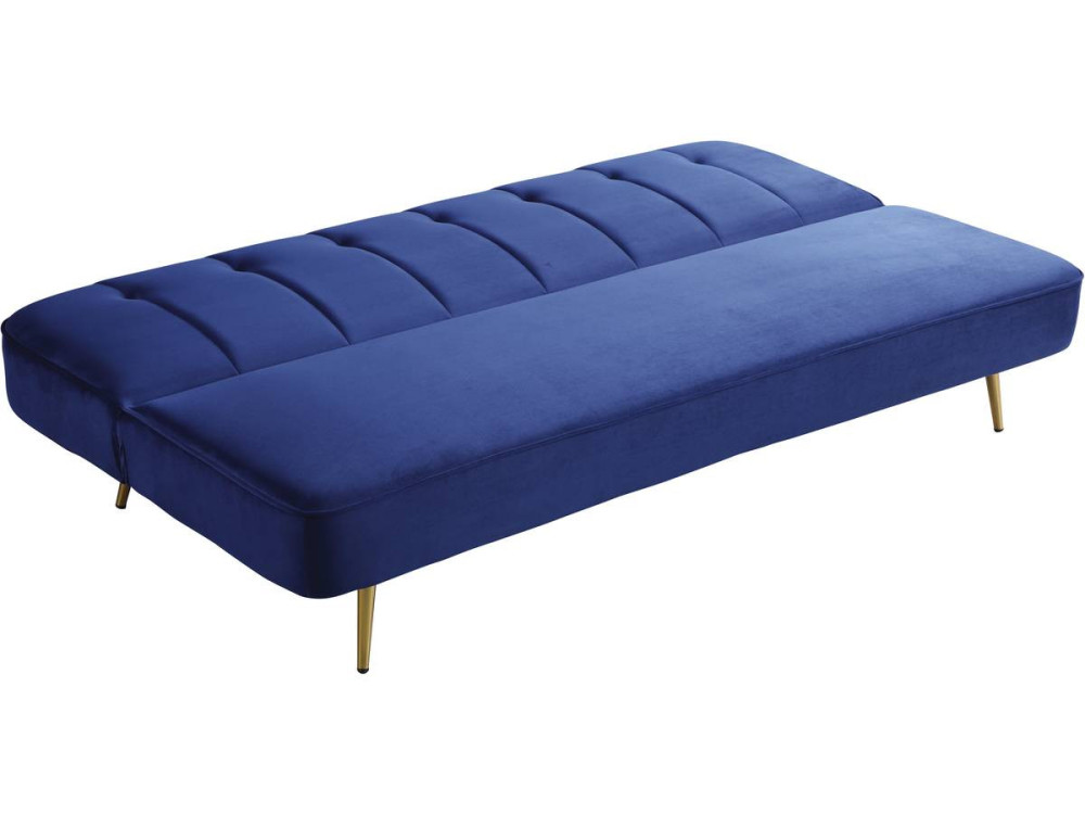 Sofá de veludo Clic Clac "James" - 180 x 83 x 75 cm - 3 lugares - Azul escuro