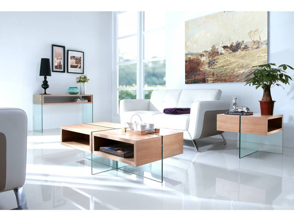 Mesa de centro "Venezia" - 60 x 60 x 50 cm - Acabamento carvalho