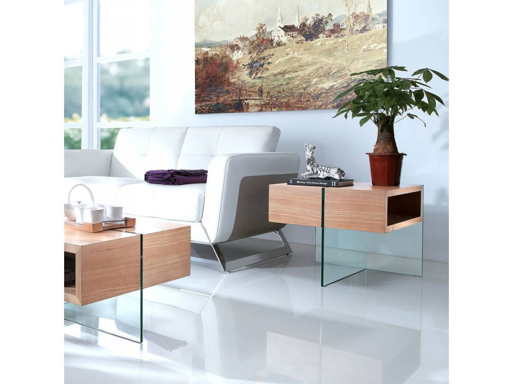 Mesa de centro "Venezia" - 60 x 60 x 50 cm - Acabamento carvalho