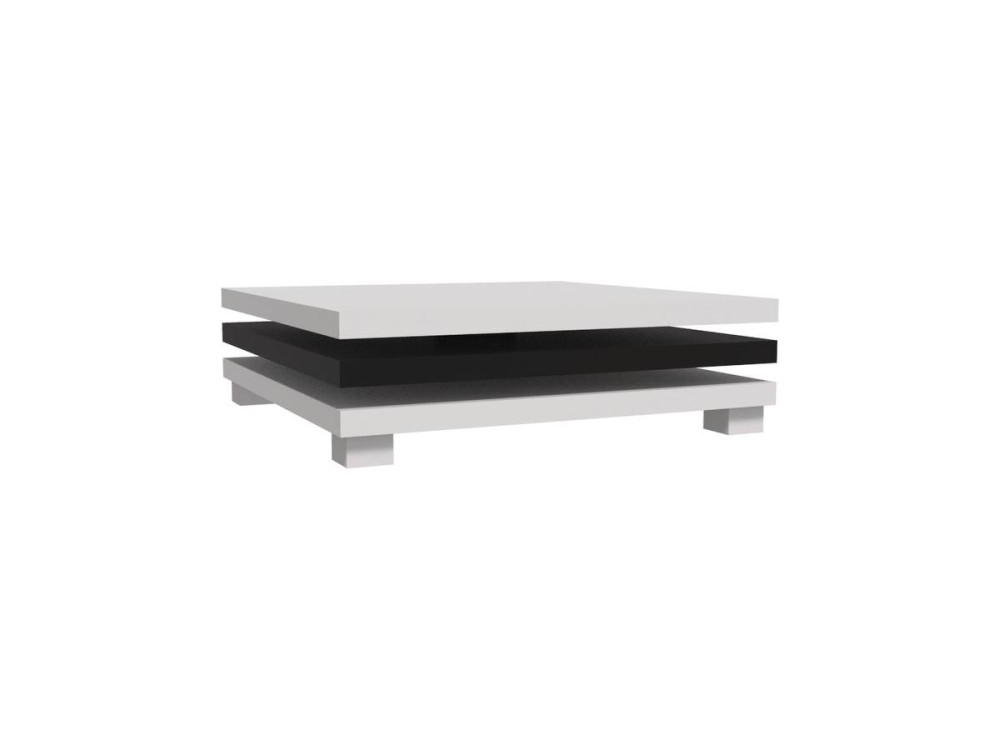 Mesa de centro "Elena" - 80 x 80 x 32 cm - Branco / Preto