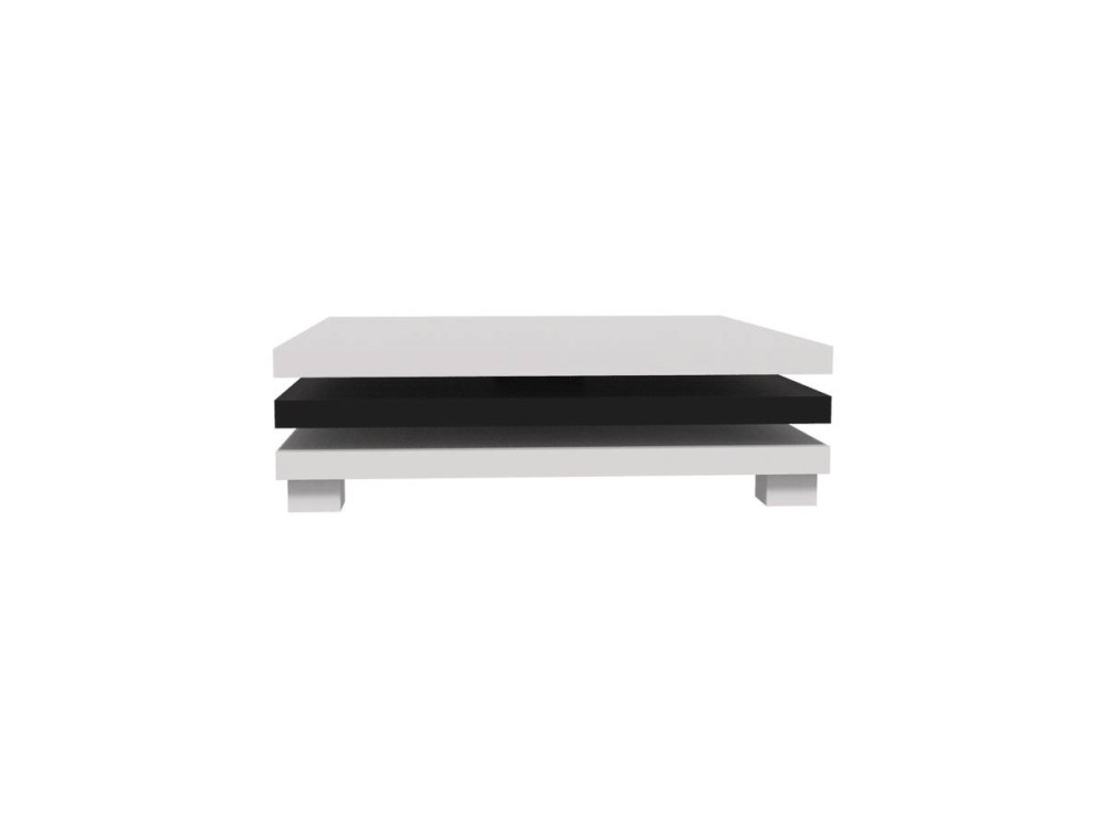 Mesa de centro "Elena" - 80 x 80 x 32 cm - Branco / Preto