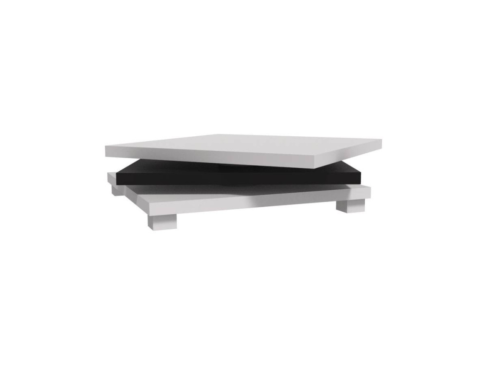 Mesa de centro "Elena" - 80 x 80 x 32 cm - Branco / Preto