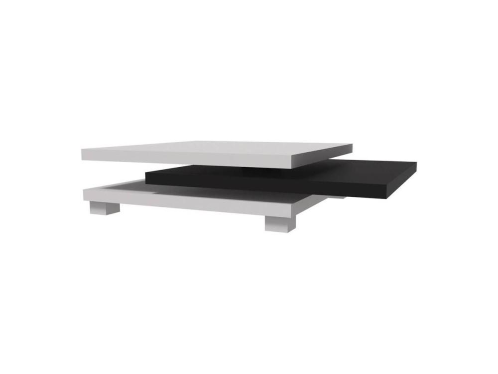 Mesa de centro "Elena" - 80 x 80 x 32 cm - Branco / Preto