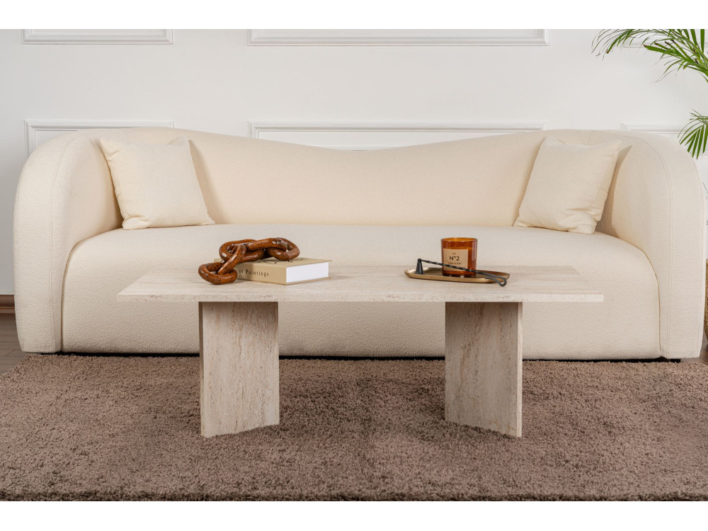 Mesa de centro "Sabin" em madeira - 60 x 119 x 40 cm - Travertino