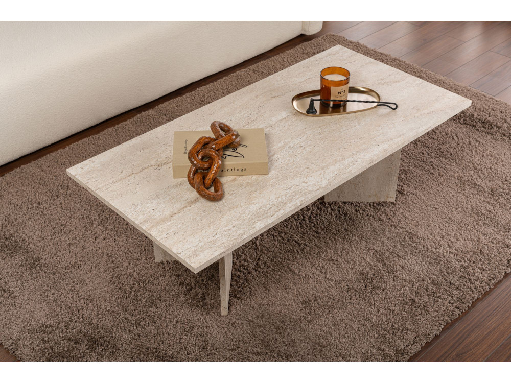Mesa de centro "Sabin" em madeira - 60 x 119 x 40 cm - Travertino