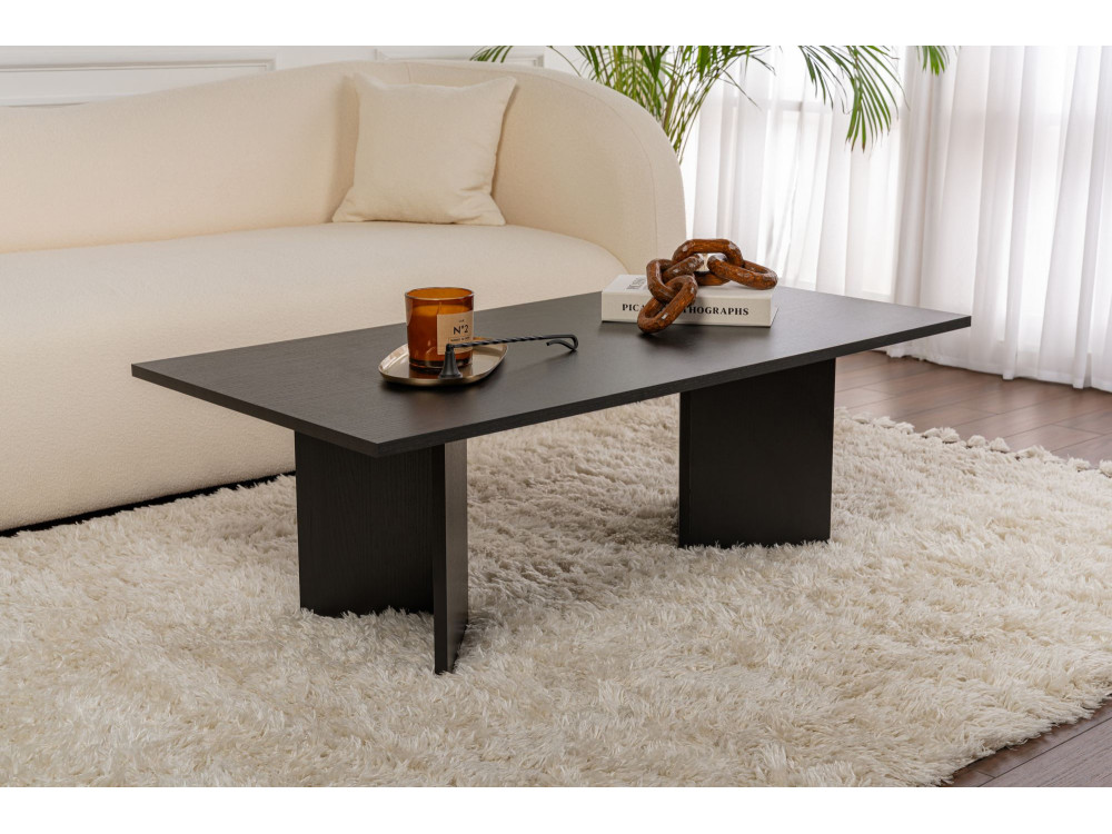 Mesa de centro "Sabin" em madeira - 60 x 119 x 40 cm - Madeira preta