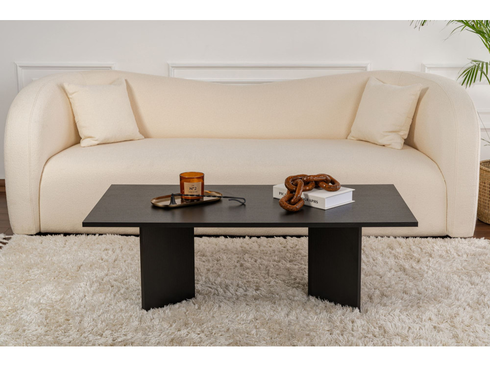 Mesa de centro "Sabin" em madeira - 60 x 119 x 40 cm - Madeira preta