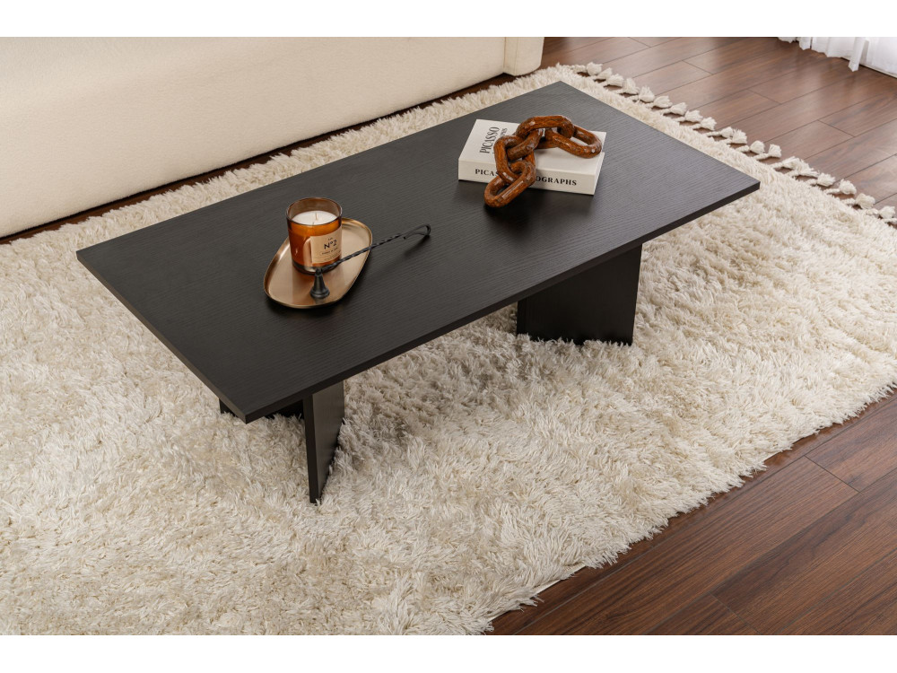 Mesa de centro "Sabin" em madeira - 60 x 119 x 40 cm - Madeira preta