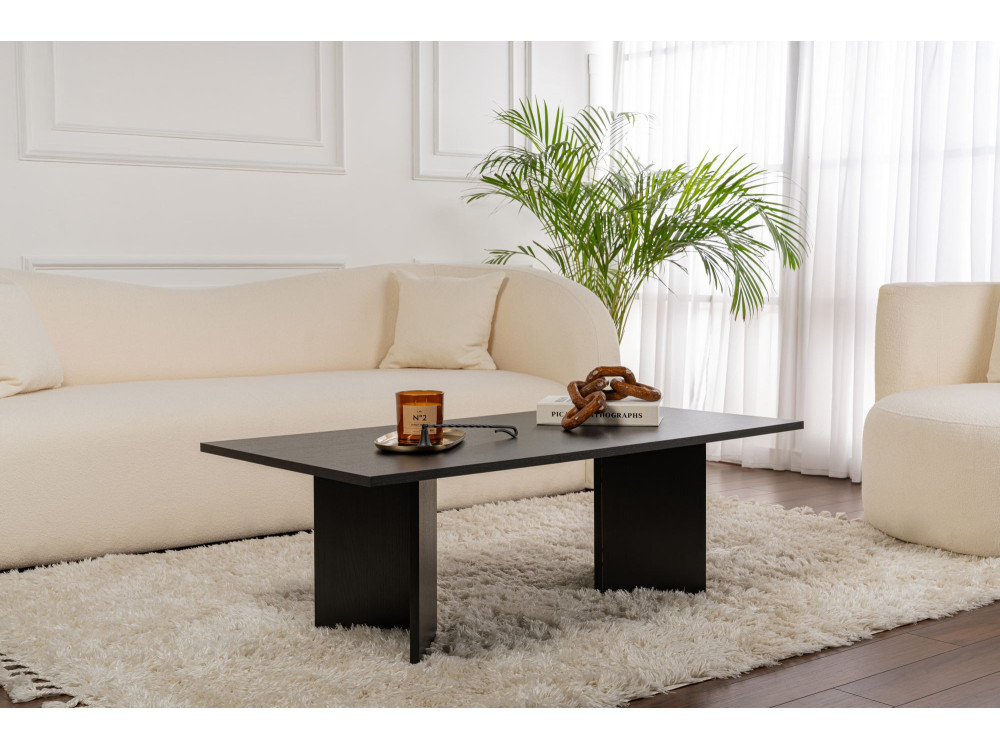 Mesa de centro "Sabin" em madeira - 60 x 119 x 40 cm - Madeira preta