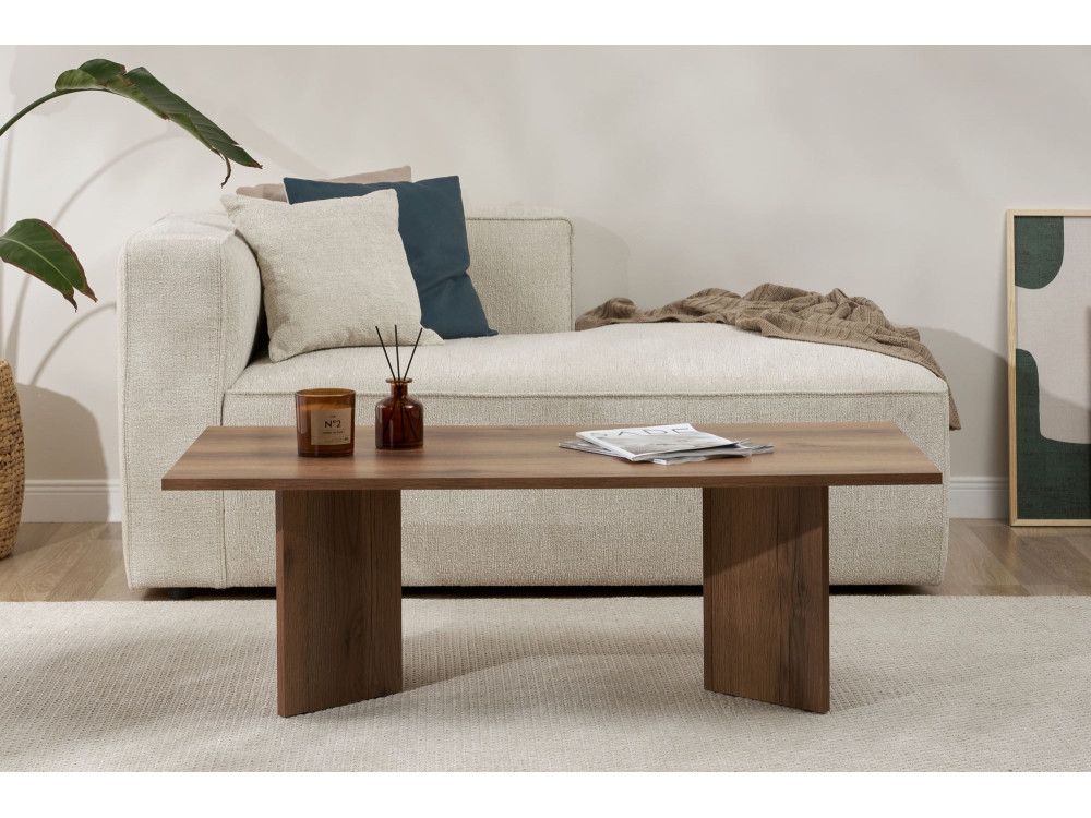 Mesa de centro de madeira "Sabin" - 60 x 119 x 40 cm - Nogueira