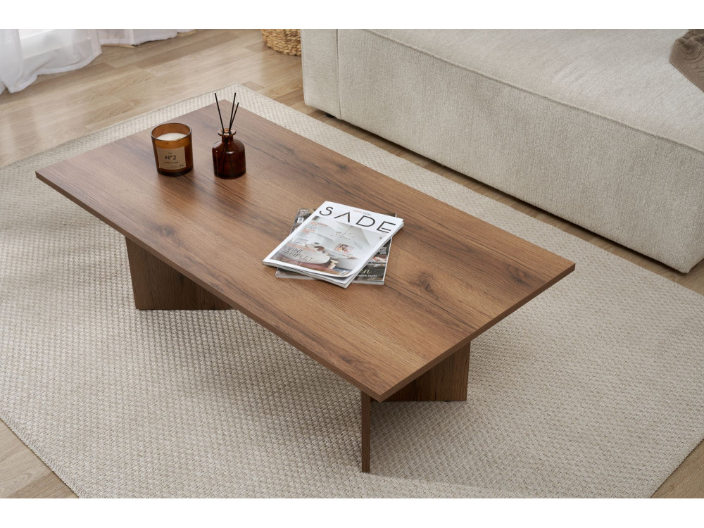 Mesa de centro de madeira "Sabin" - 60 x 119 x 40 cm - Nogueira