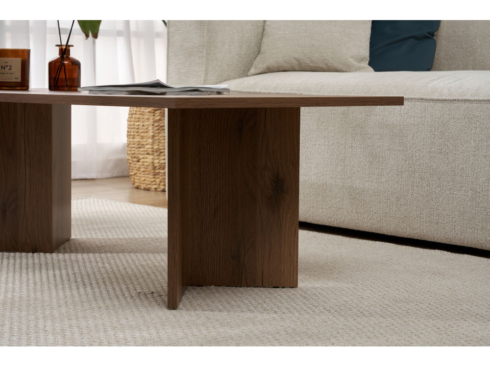 Mesa de centro de madeira "Sabin" - 60 x 119 x 40 cm - Nogueira