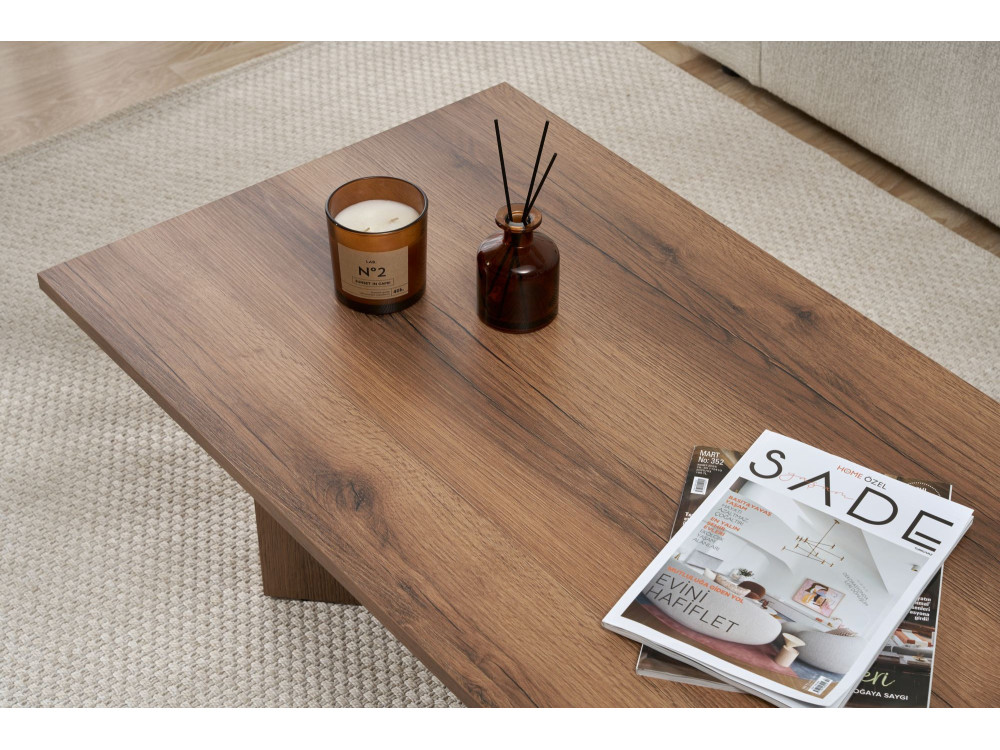 Mesa de centro de madeira "Sabin" - 60 x 119 x 40 cm - Nogueira