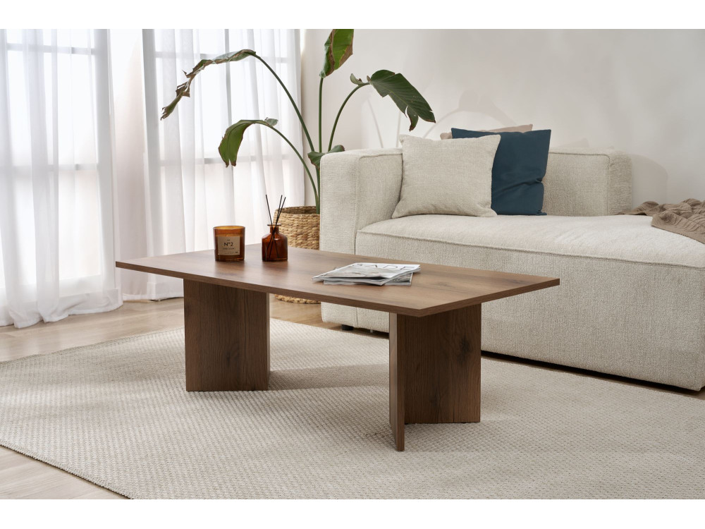 Mesa de centro de madeira "Sabin" - 60 x 119 x 40 cm - Nogueira