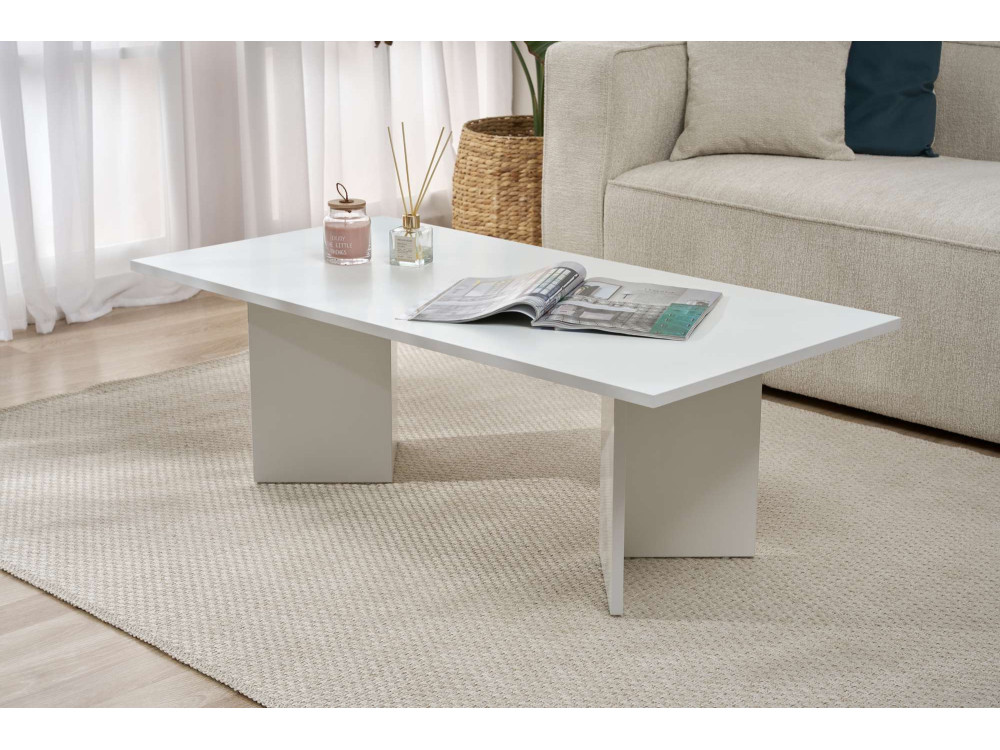 Mesa de centro de madeira "Sabin" 119 x 60 x 40 cm - Branco