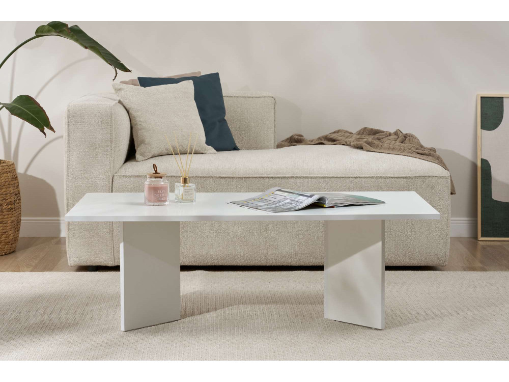 Mesa de centro de madeira "Sabin" 119 x 60 x 40 cm - Branco