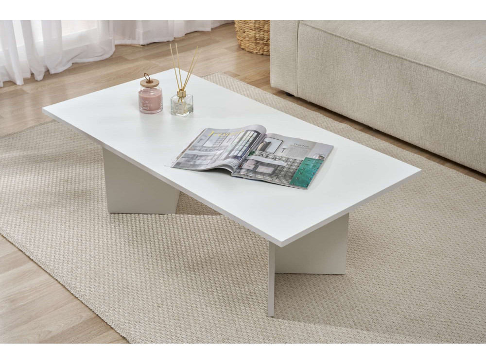 Mesa de centro de madeira "Sabin" 119 x 60 x 40 cm - Branco
