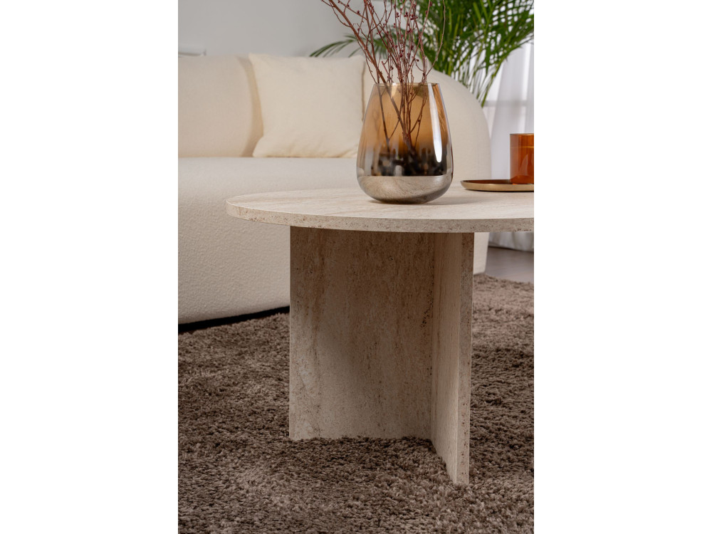 Mesa de centro de madeira "Sand" - 60 x 119 x 40 cm - Travertino