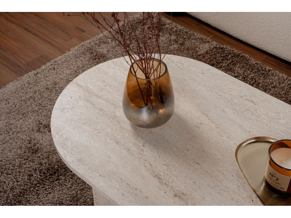 Mesa de centro de madeira "Sand" - 60 x 119 x 40 cm - Travertino