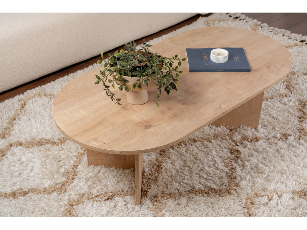 Mesa de centro de madeira "Sand" - 60 x 119 x 40 cm - Carvalho Safira