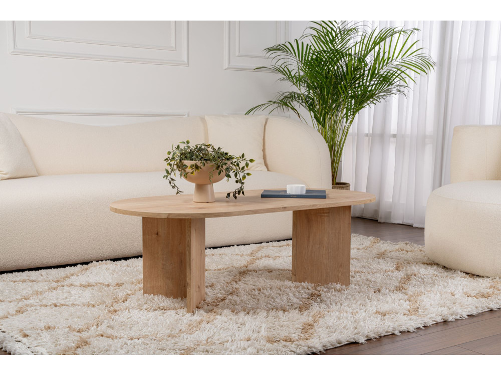 Mesa de centro de madeira "Sand" - 60 x 119 x 40 cm - Carvalho Safira