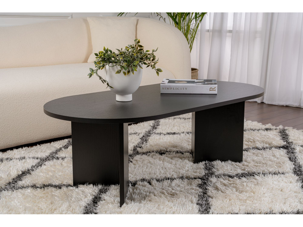 Mesa de centro de madeira "Sand" - 60 x 119 x 40 cm - Madeira preta