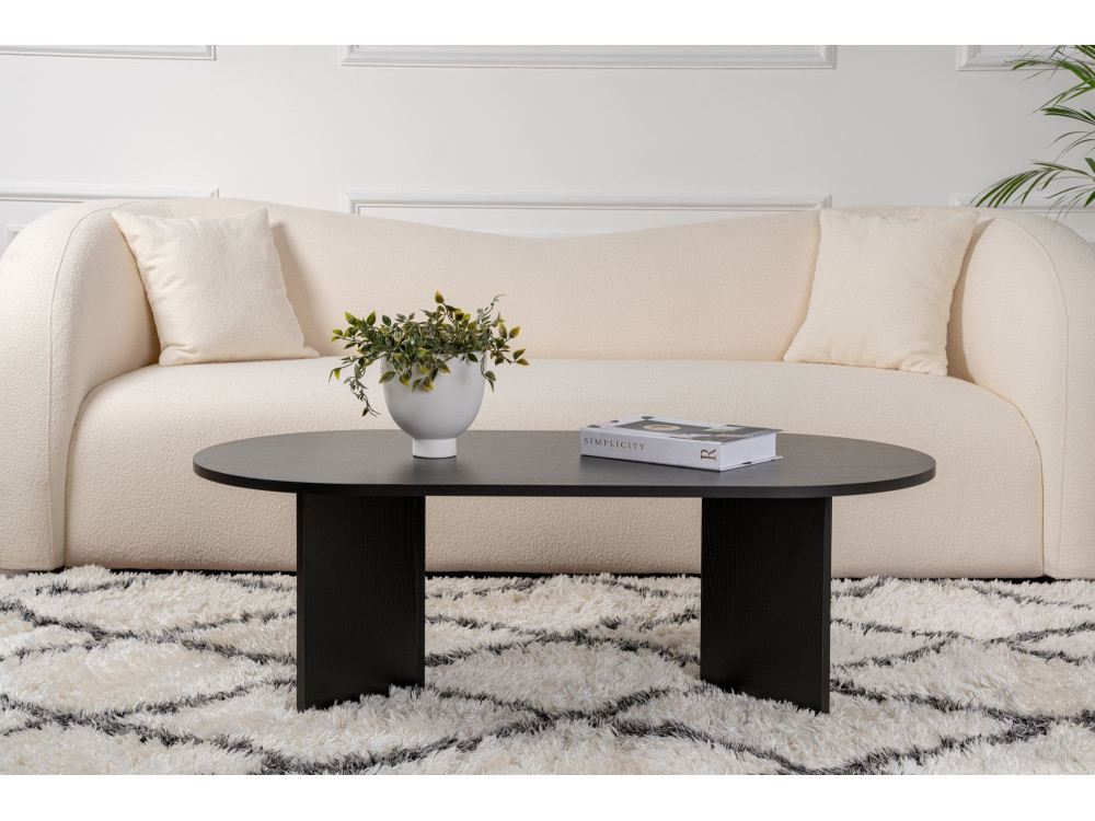Mesa de centro de madeira "Sand" - 60 x 119 x 40 cm - Madeira preta