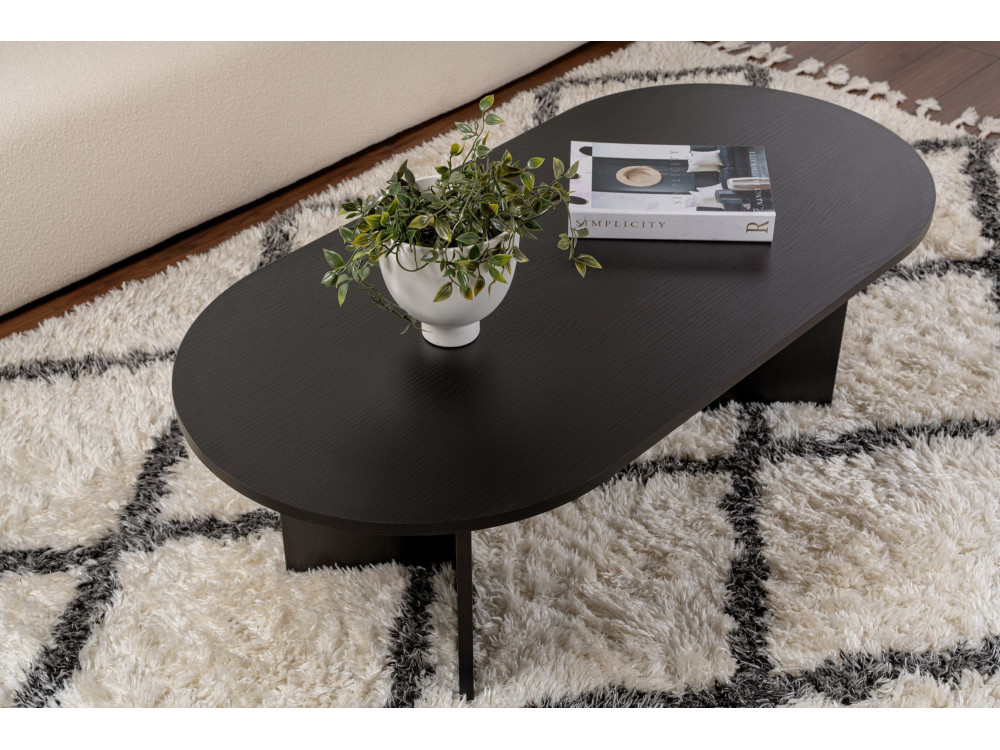Mesa de centro de madeira "Sand" - 60 x 119 x 40 cm - Madeira preta