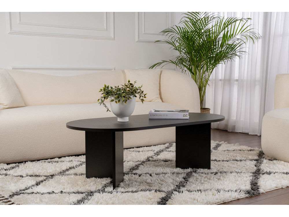 Mesa de centro de madeira "Sand" - 60 x 119 x 40 cm - Madeira preta