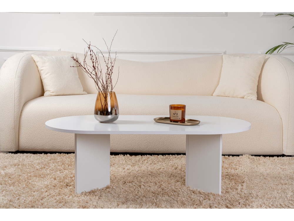 Mesa de centro de madeira "Sand" - 60 x 119 x 40 cm - Branca