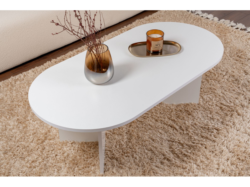Mesa de centro de madeira "Sand" - 60 x 119 x 40 cm - Branca