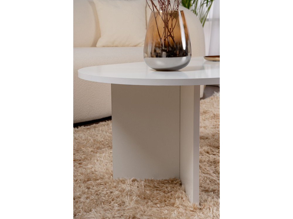 Mesa de centro de madeira "Sand" - 60 x 119 x 40 cm - Branca