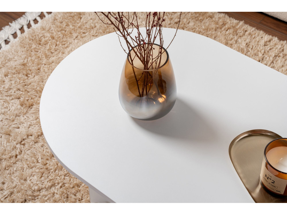 Mesa de centro de madeira "Sand" - 60 x 119 x 40 cm - Branca