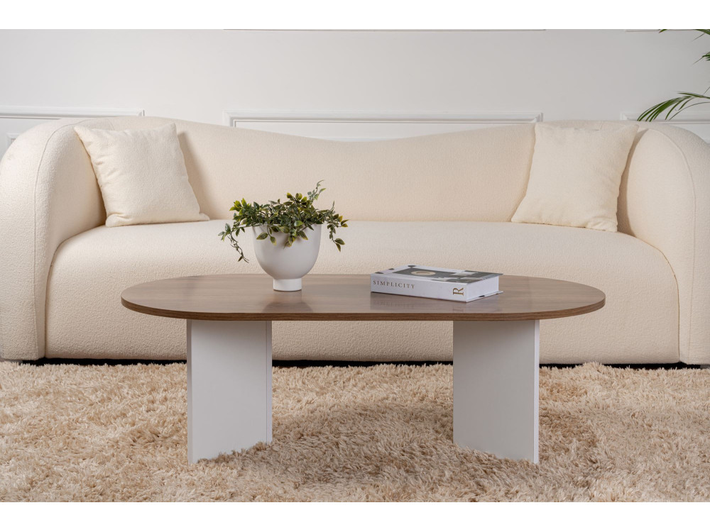Mesa de centro de madeira "Sand" - 60 x 119 x 40 cm - Nogueira branca
