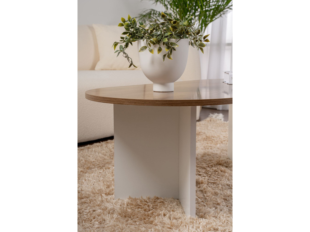 Mesa de centro de madeira "Sand" - 60 x 119 x 40 cm - Nogueira branca