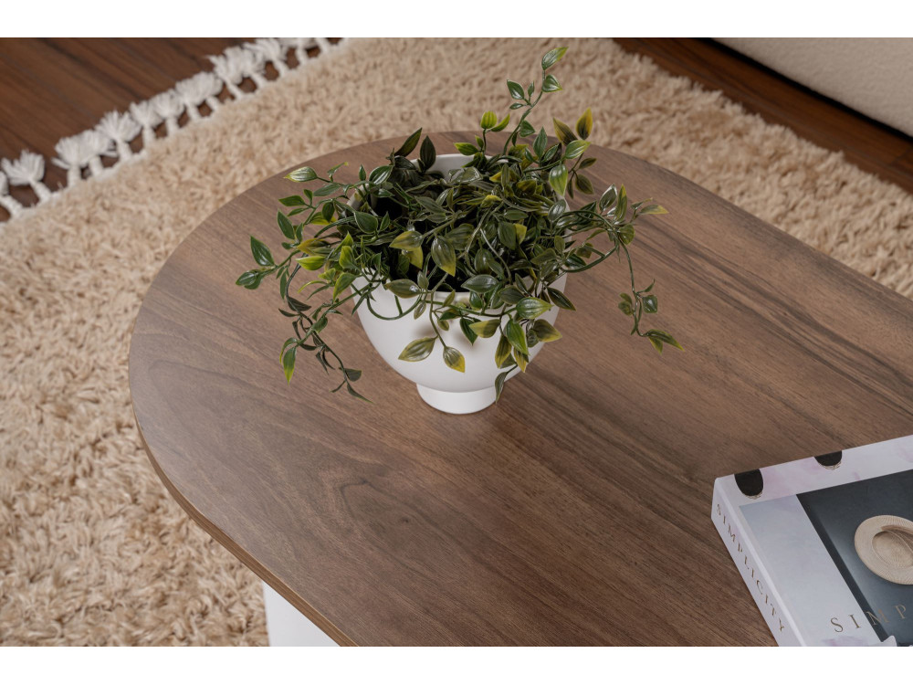 Mesa de centro de madeira "Sand" - 60 x 119 x 40 cm - Nogueira branca
