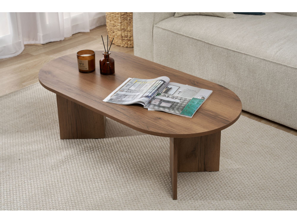 Mesa de centro de madeira "Sand" - 60 x 119 x 40 cm - Nogueira