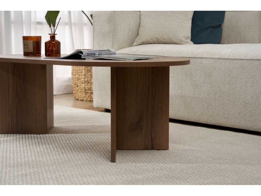 Mesa de centro de madeira "Sand" - 60 x 119 x 40 cm - Nogueira