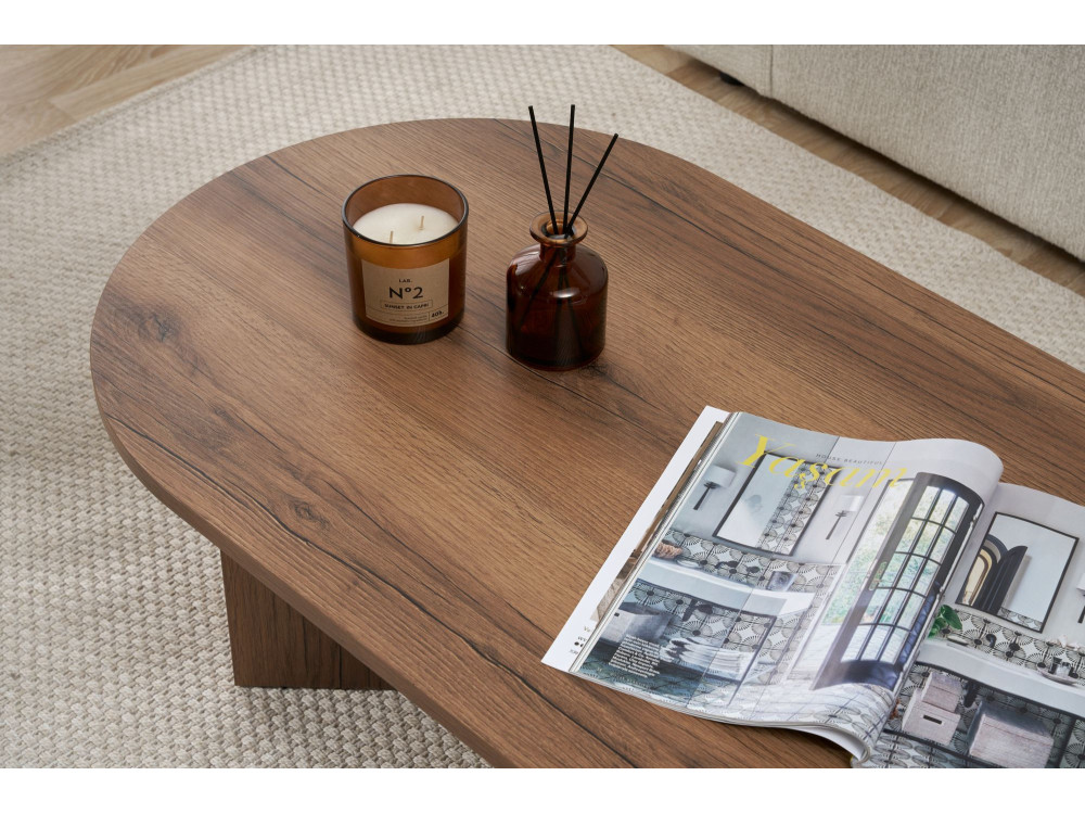 Mesa de centro de madeira "Sand" - 60 x 119 x 40 cm - Nogueira