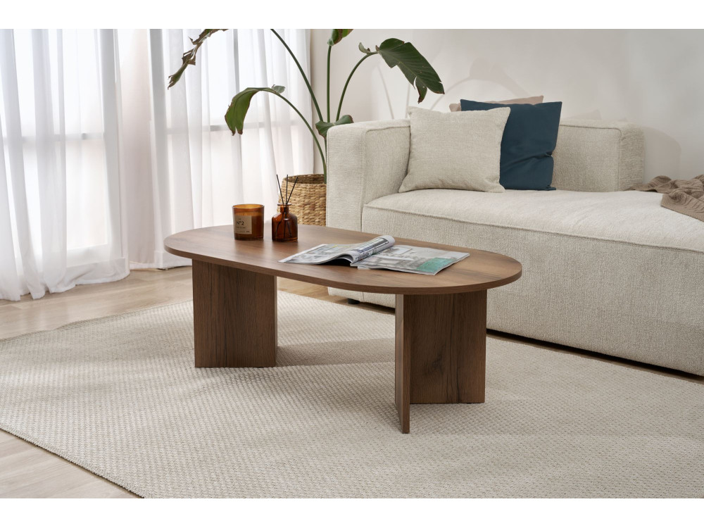 Mesa de centro de madeira "Sand" - 60 x 119 x 40 cm - Nogueira