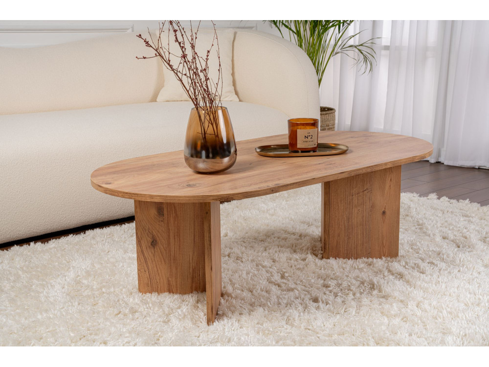 Mesa de centro de madeira "Sand" - 60 x 119 x 40 cm - Pinheiro Atlântico