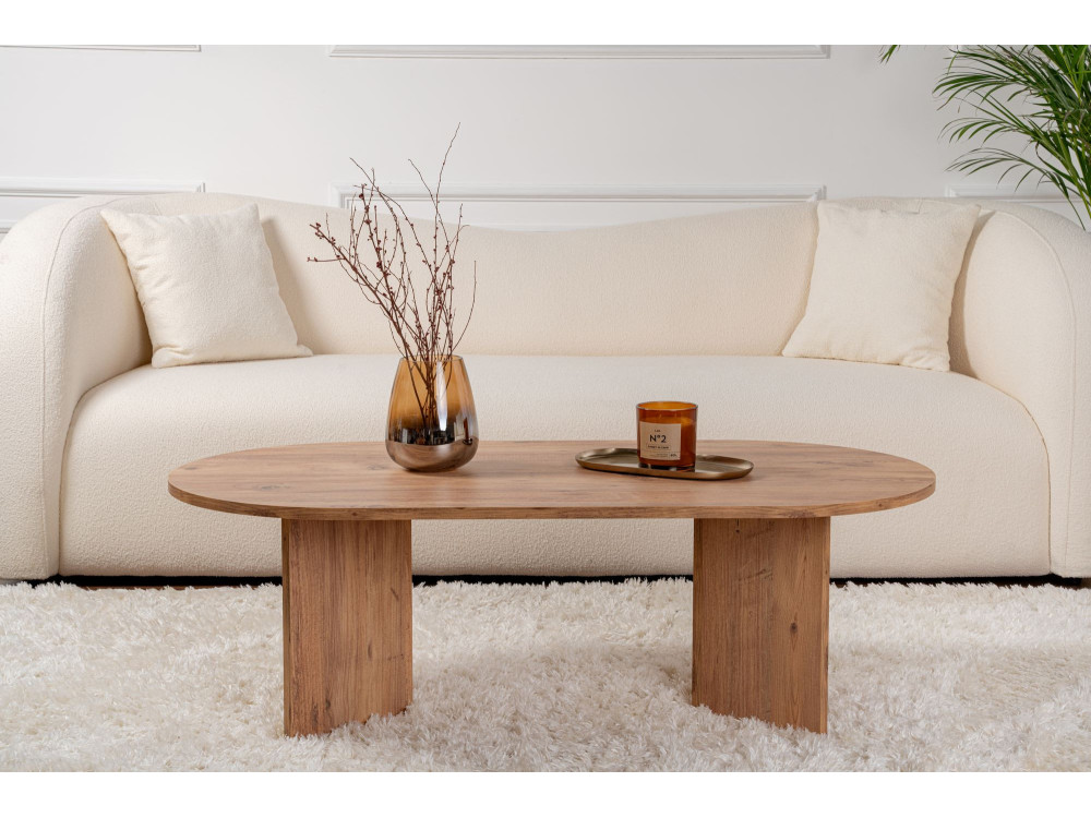Mesa de centro de madeira "Sand" - 60 x 119 x 40 cm - Pinheiro Atlântico