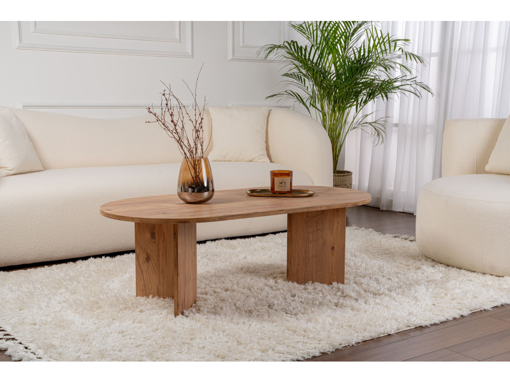 Mesa de centro de madeira "Sand" - 60 x 119 x 40 cm - Pinheiro Atlântico